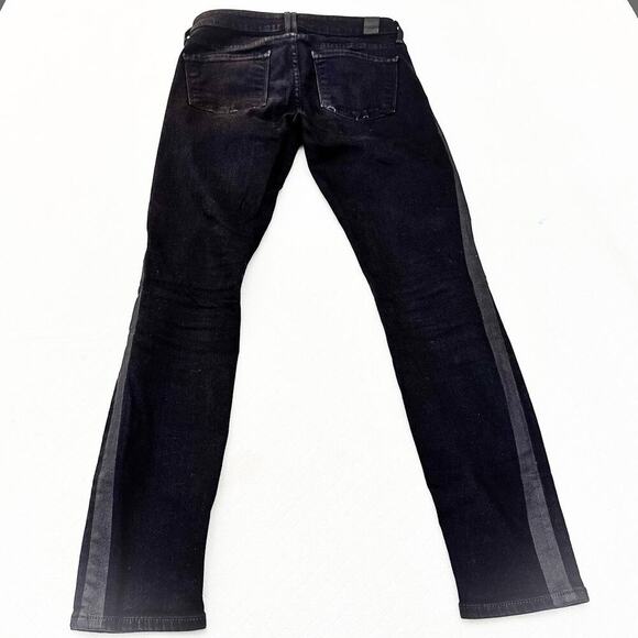 Vince Ankle Skinny Black Printed Stripe Denim Jeans Zipper Fly Size 24 - Picture 3 of 8